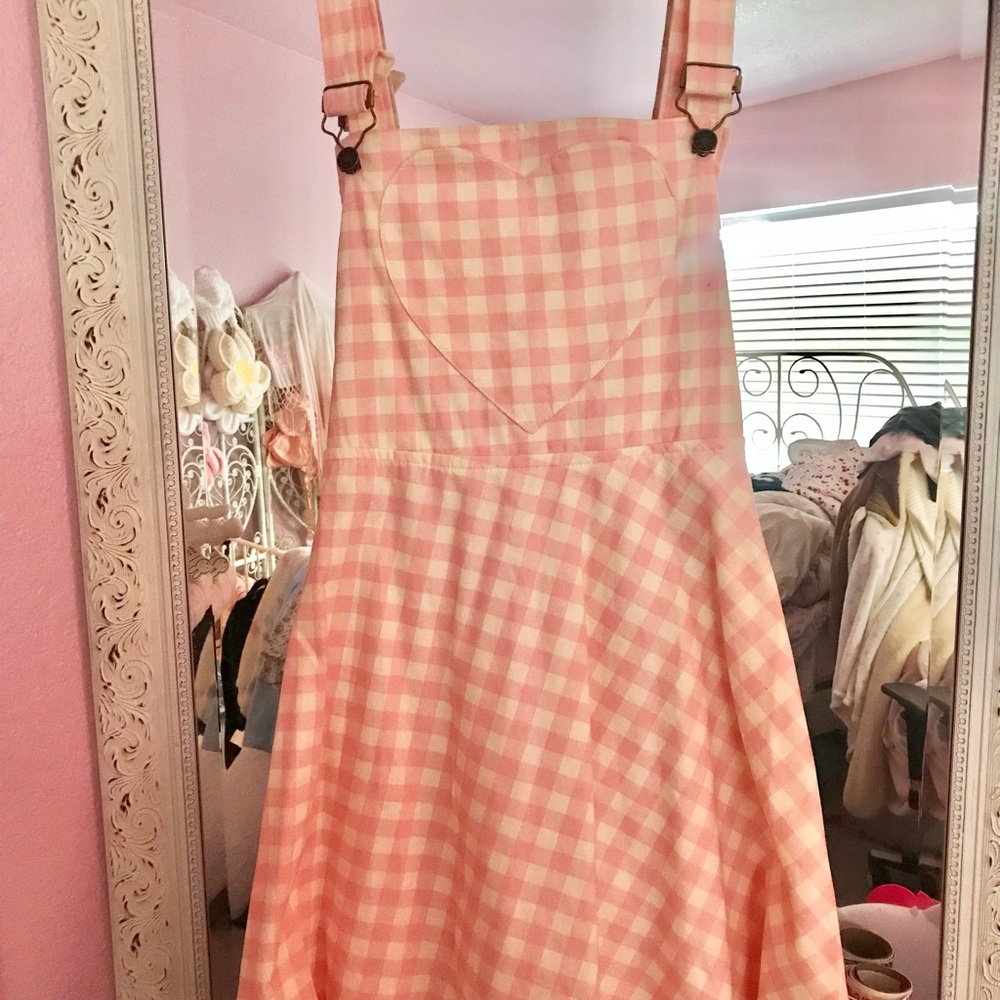 Bonne Chance Pink Gingham Pinafore